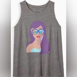 Torrid Heather Gray Tank with Vibrant Purple Graphic